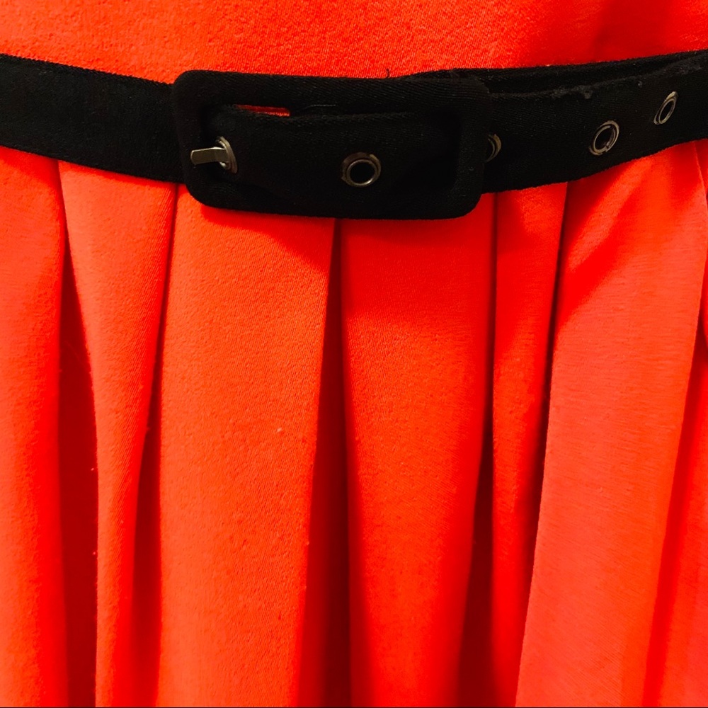 Orange and Black Belted Dress 👗 - Picture 4 of 7